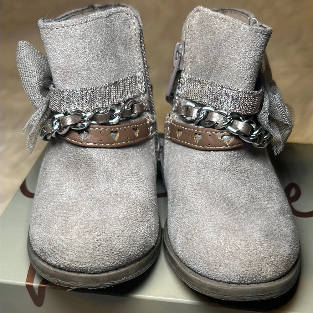 Crown Vintage Sparkling Gray Ankle Boots for toddler girl